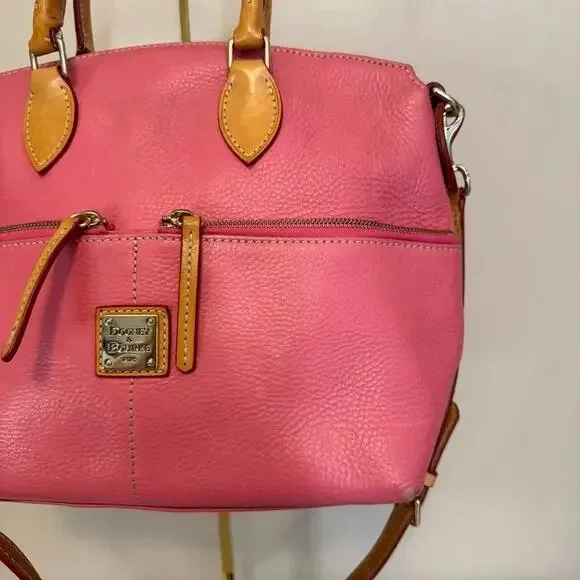 Dooney and Bourke Dillen Satchel Crossbody Bag Bubble Pink Double Pocket Leather - Picture 8 of 9